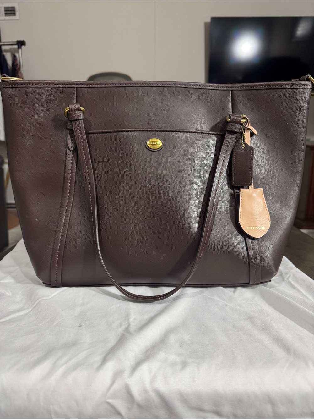 Coach Peyton Dark Brown Leather Tote